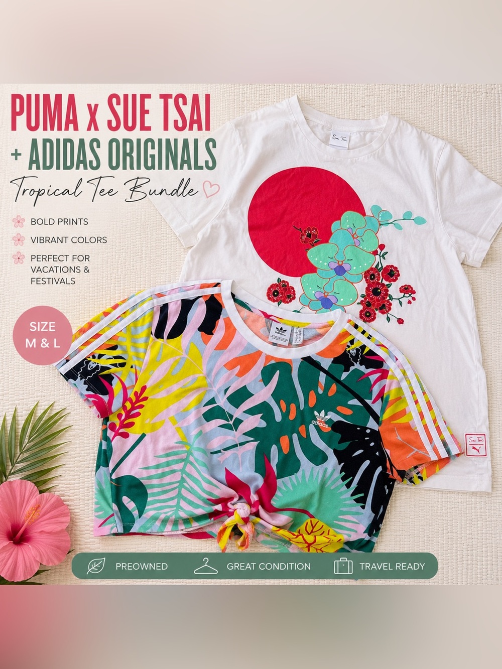 PUMA x Sue Tsai Tee + Adidas Originals Tropical Crop Top Bundles